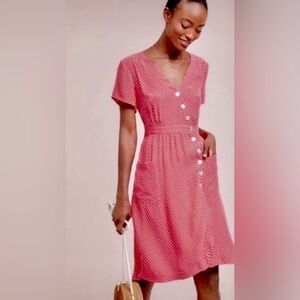 anthropologie red polka dot dress Maeve by Anthropologie Red Tonal Polka Dot